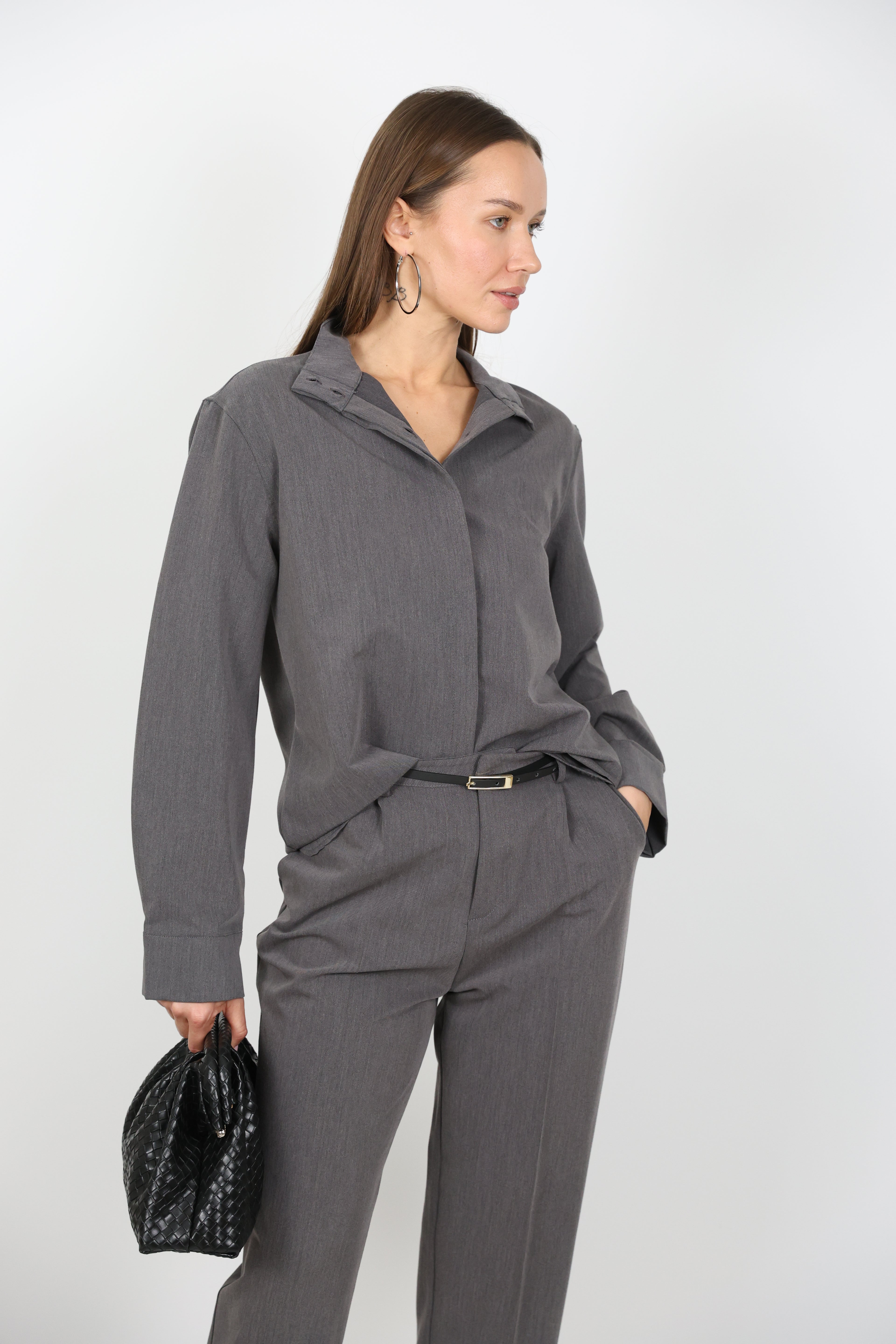 Kemerli Klasik Kesim Gömlek Pantolon Takım