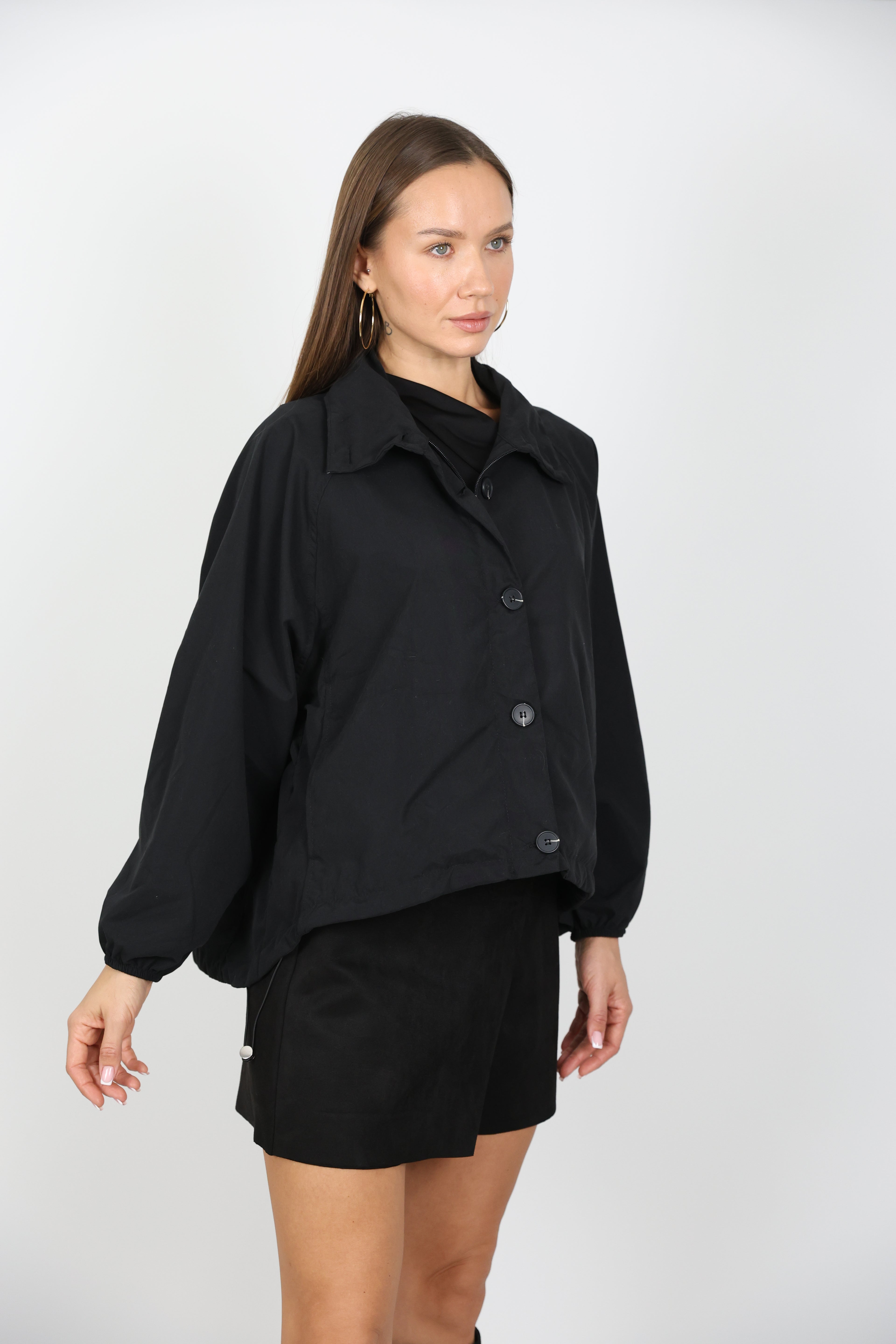 Siyah İnce Yağmurluk