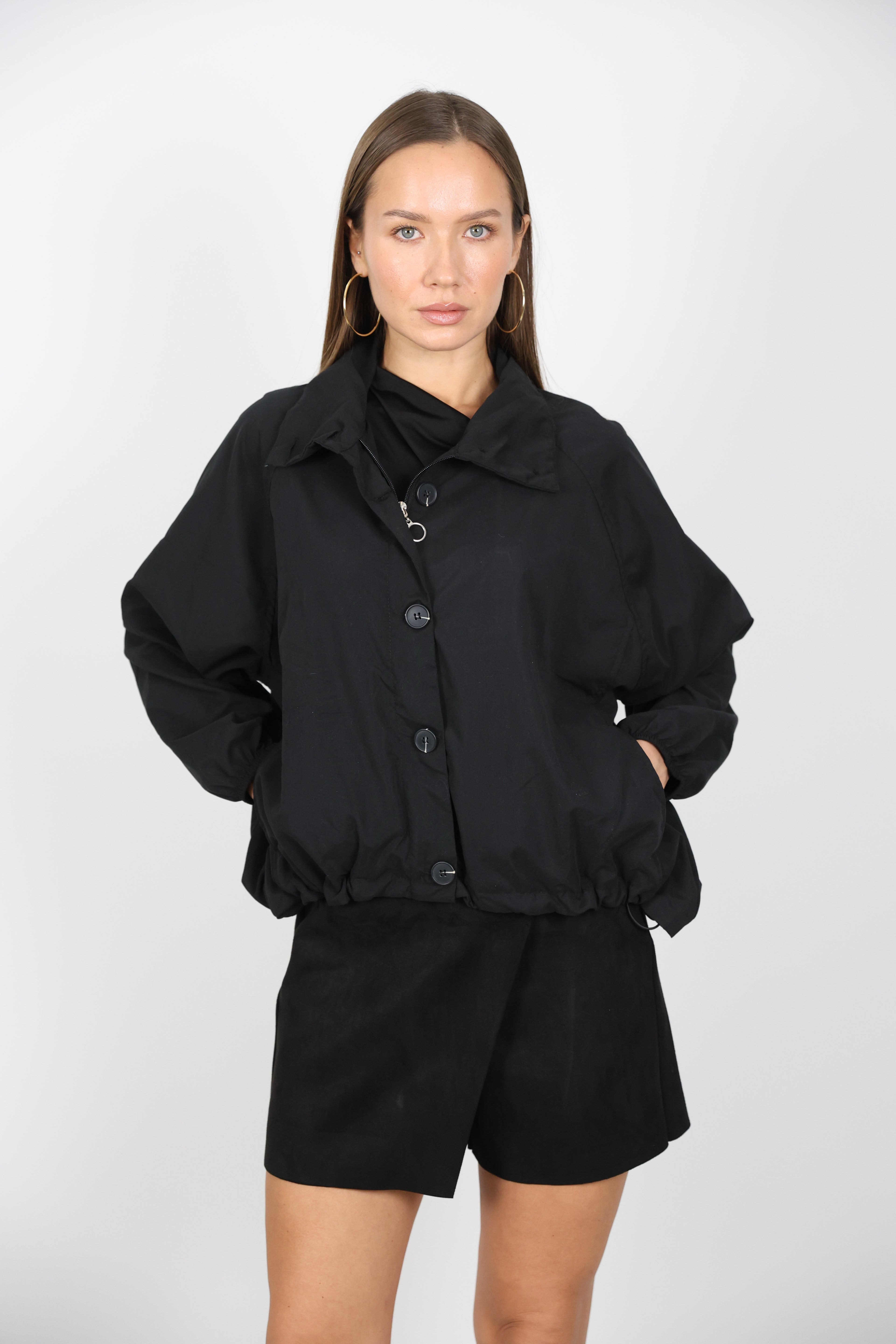 Siyah İnce Yağmurluk