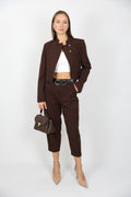 Kahverengi Balon Pantolon Ceket Takım