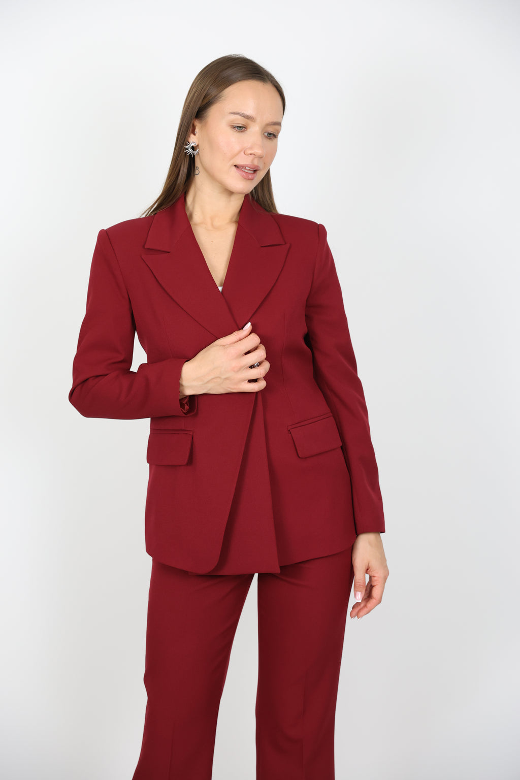 Gümüş Düğme Detaylı Takım Elbise