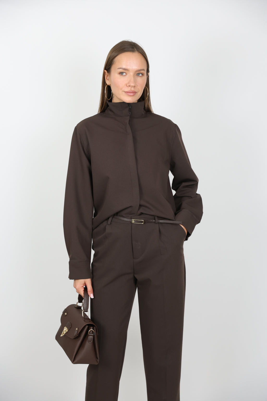 Kemerli Klasik Kesim Gömlek Pantolon Takım