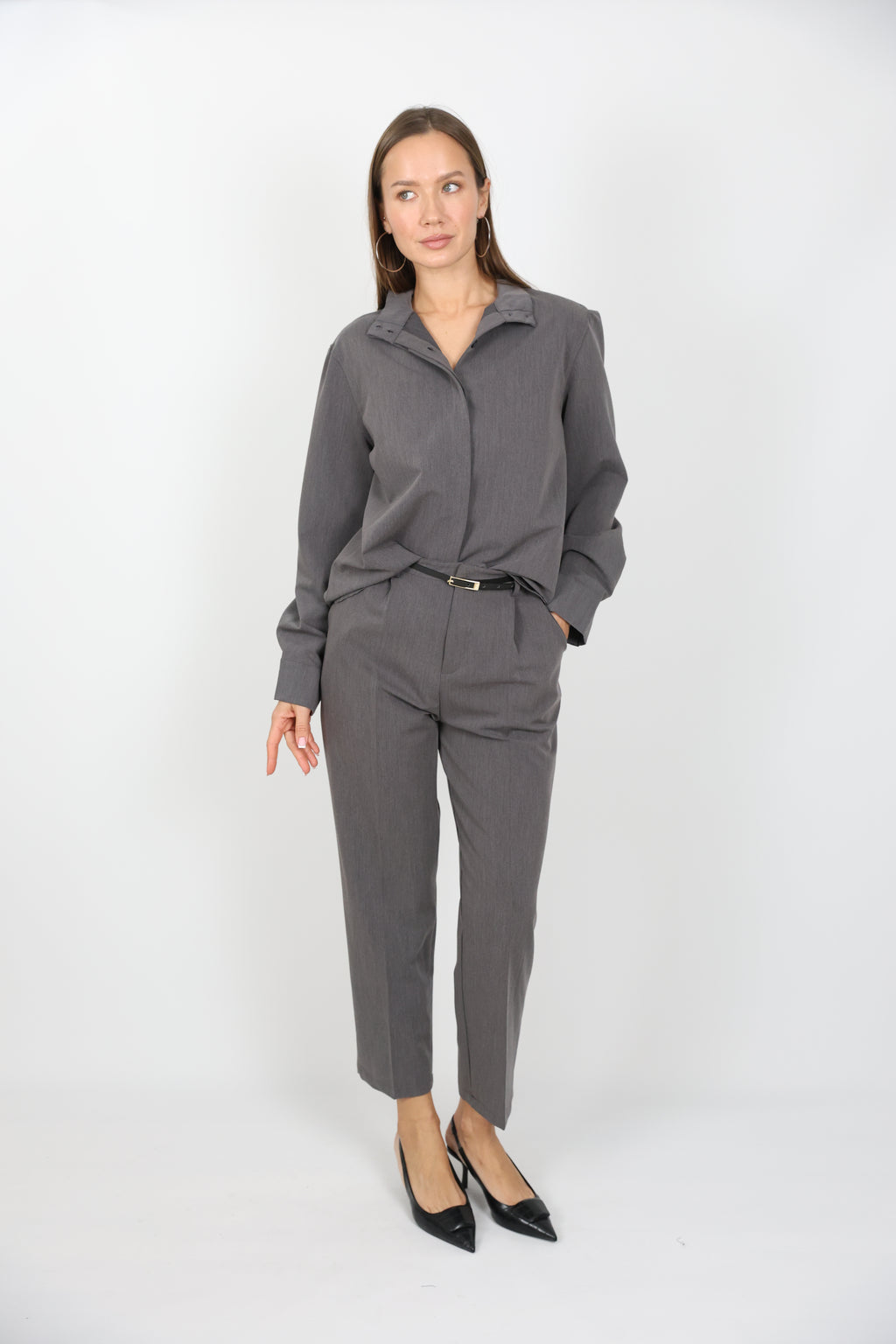 Kemerli Klasik Kesim Gömlek Pantolon Takım