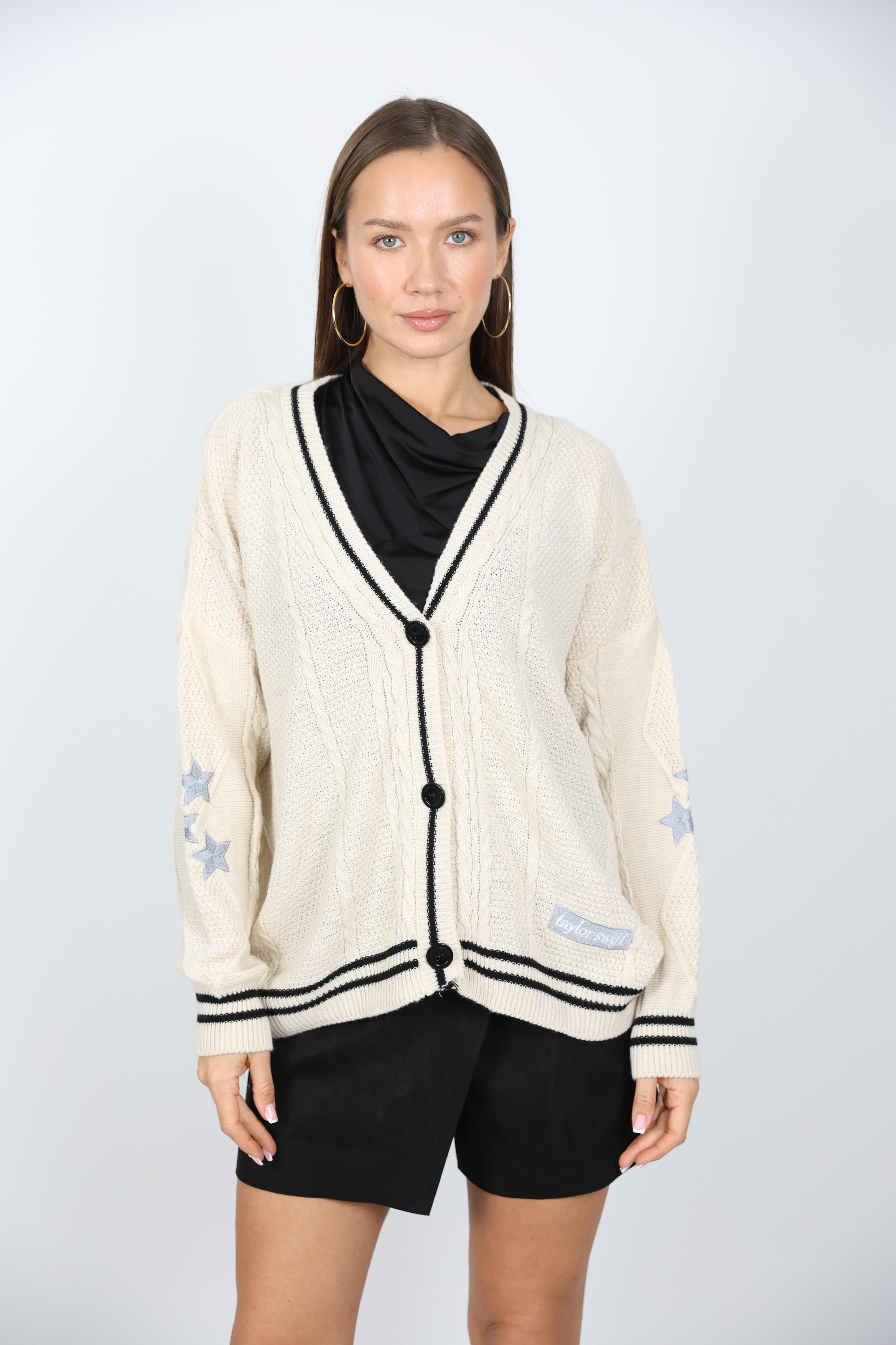 Şerit Detaylı Triko Ceket