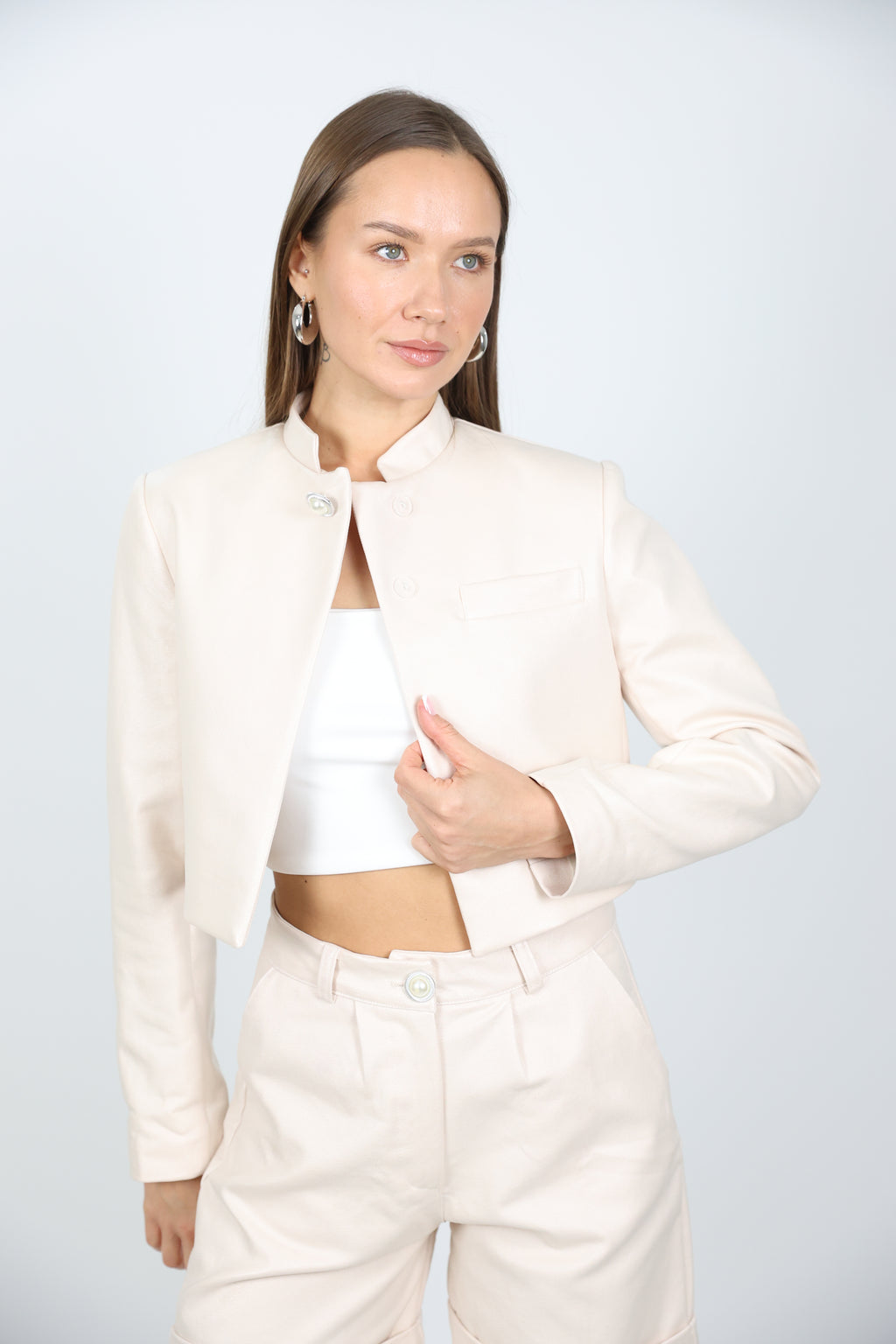 Taş Rengi Şort Ceket Takım