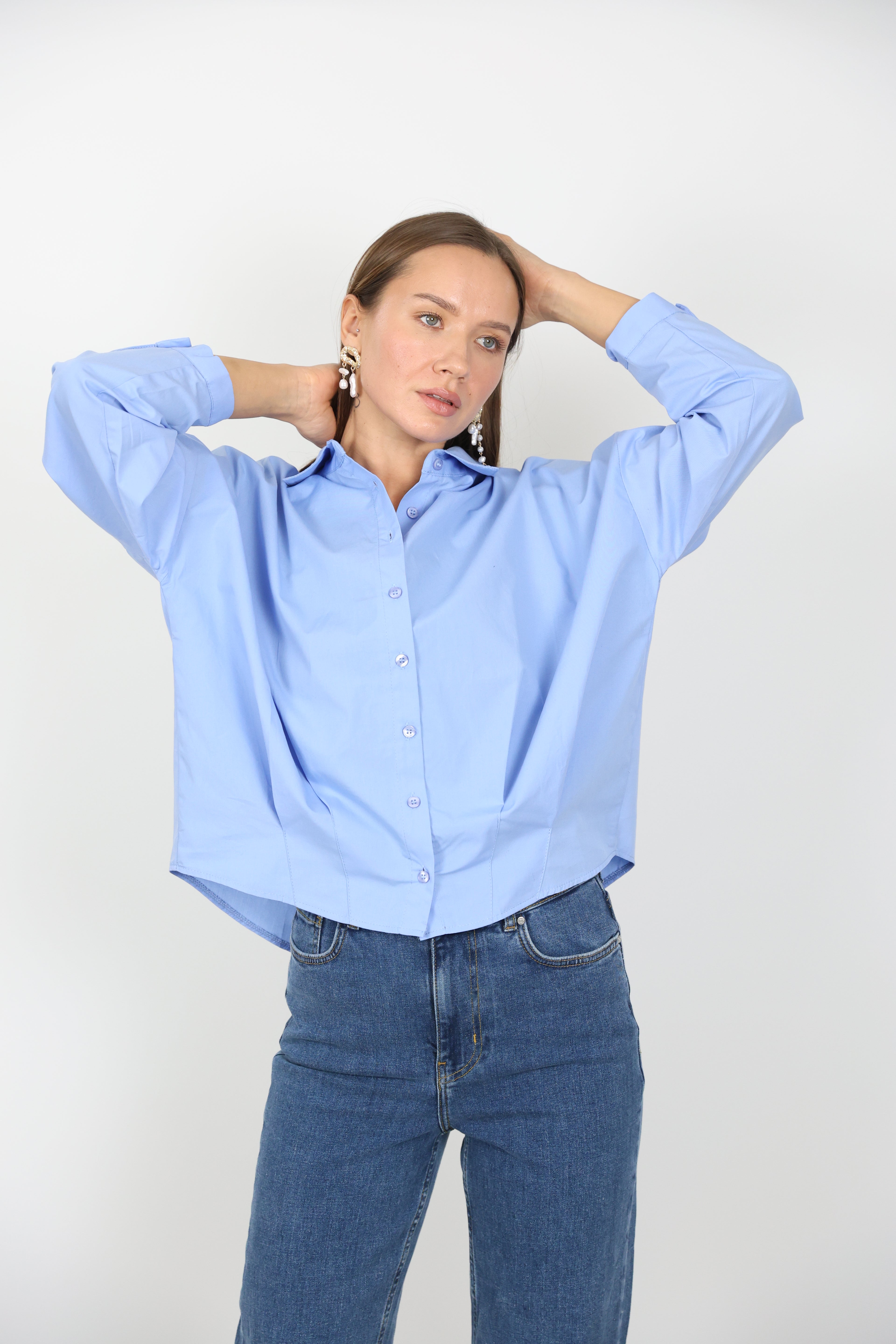 Bel Dikiş Detaylı Düğmeli Gömlek