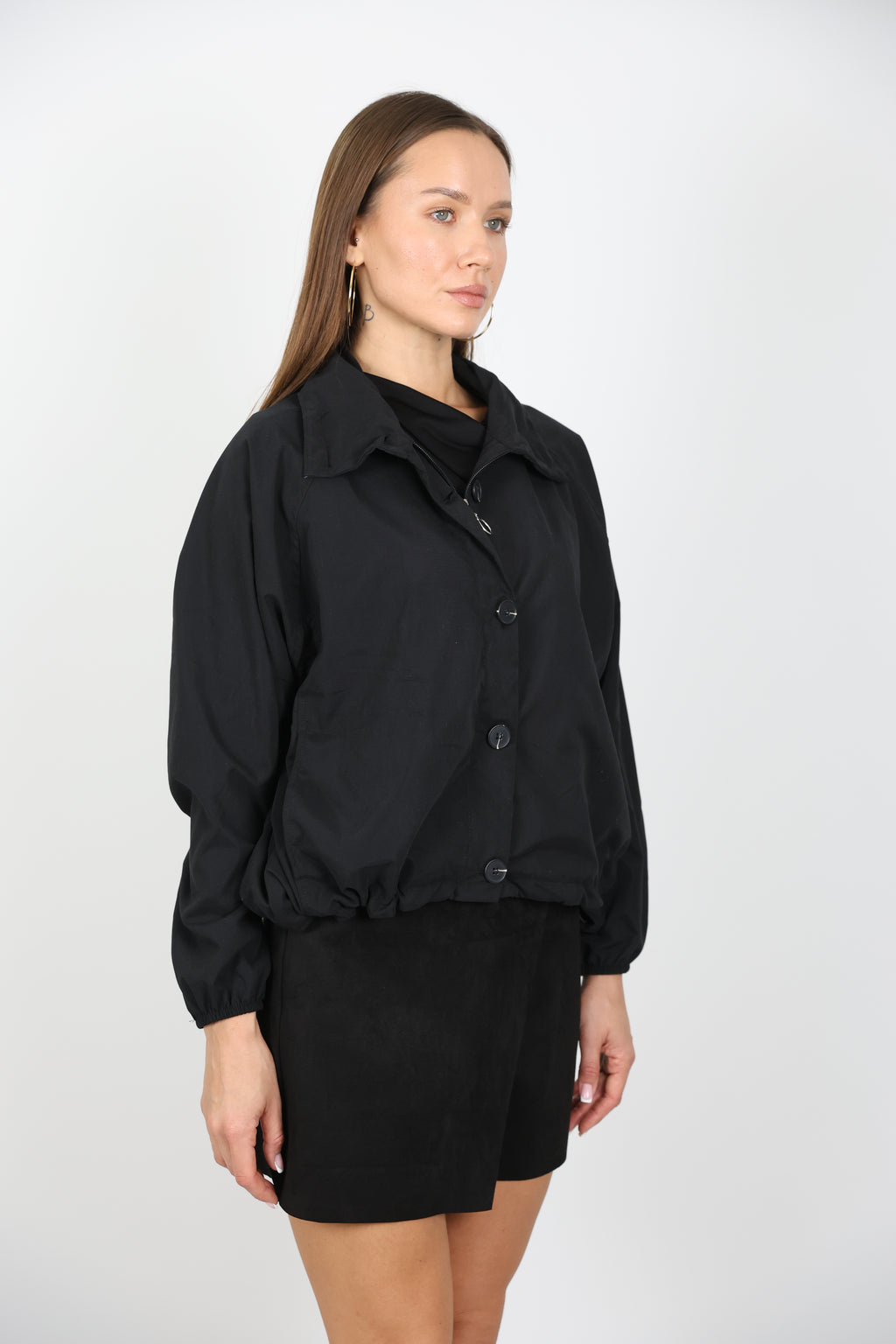 Siyah İnce Yağmurluk