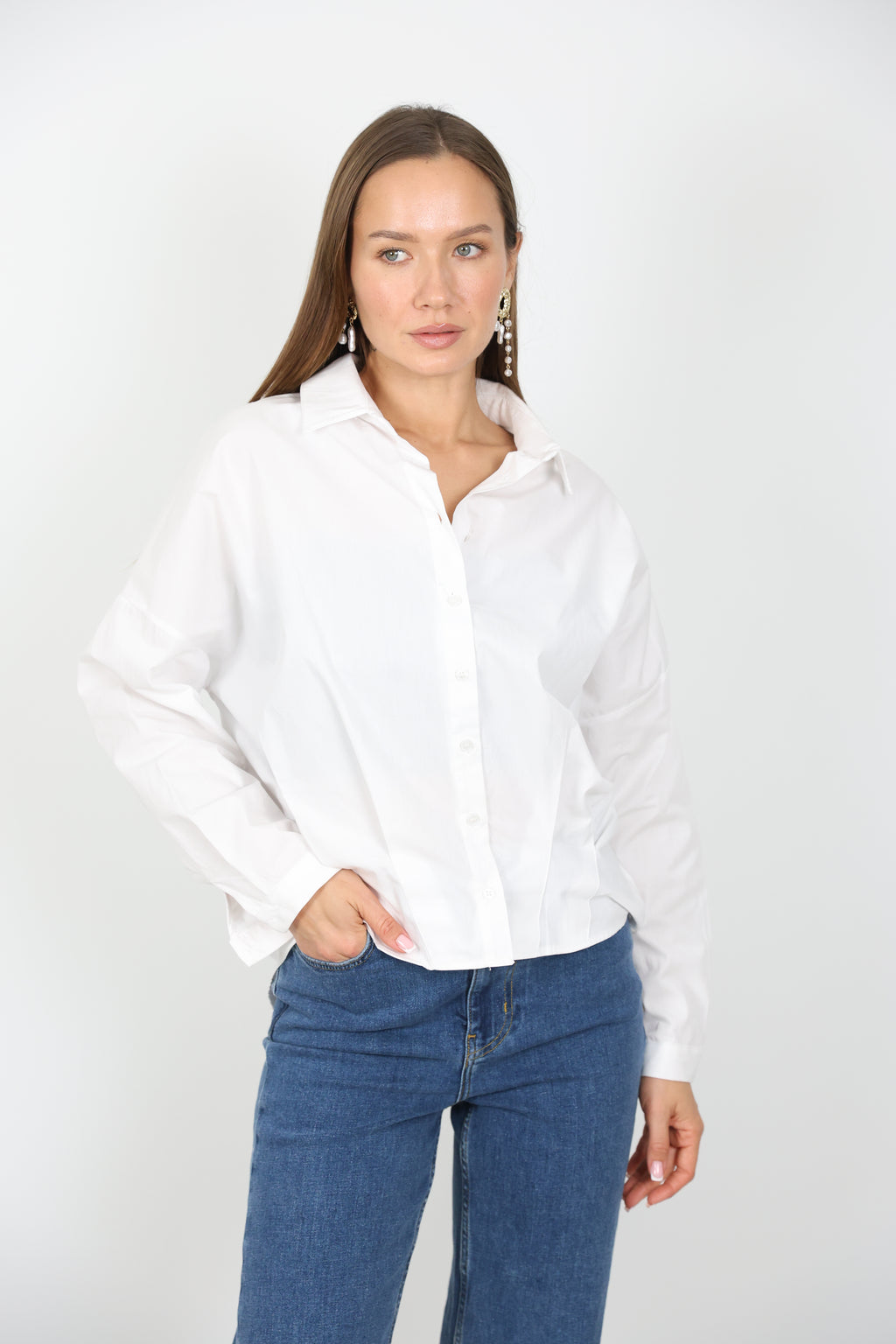 Bel Dikiş Detaylı Düğmeli Gömlek